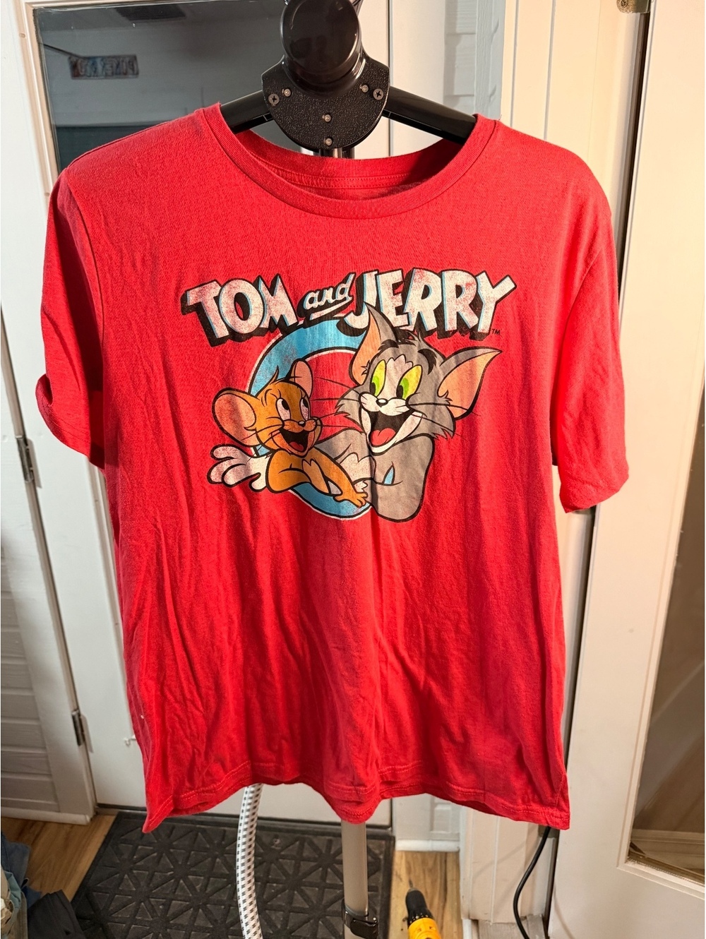 Tom and Jerry red graphic T shirt
